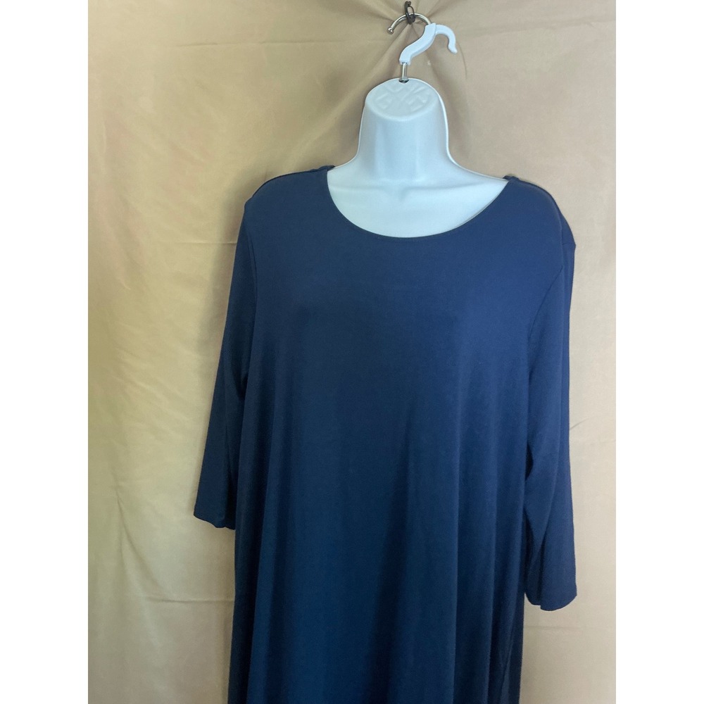 J. Jill Wearever Knit Dress Womens XL Navy Blue Excellent 3/4 Sleeve A-Line - Picture 3 of 11